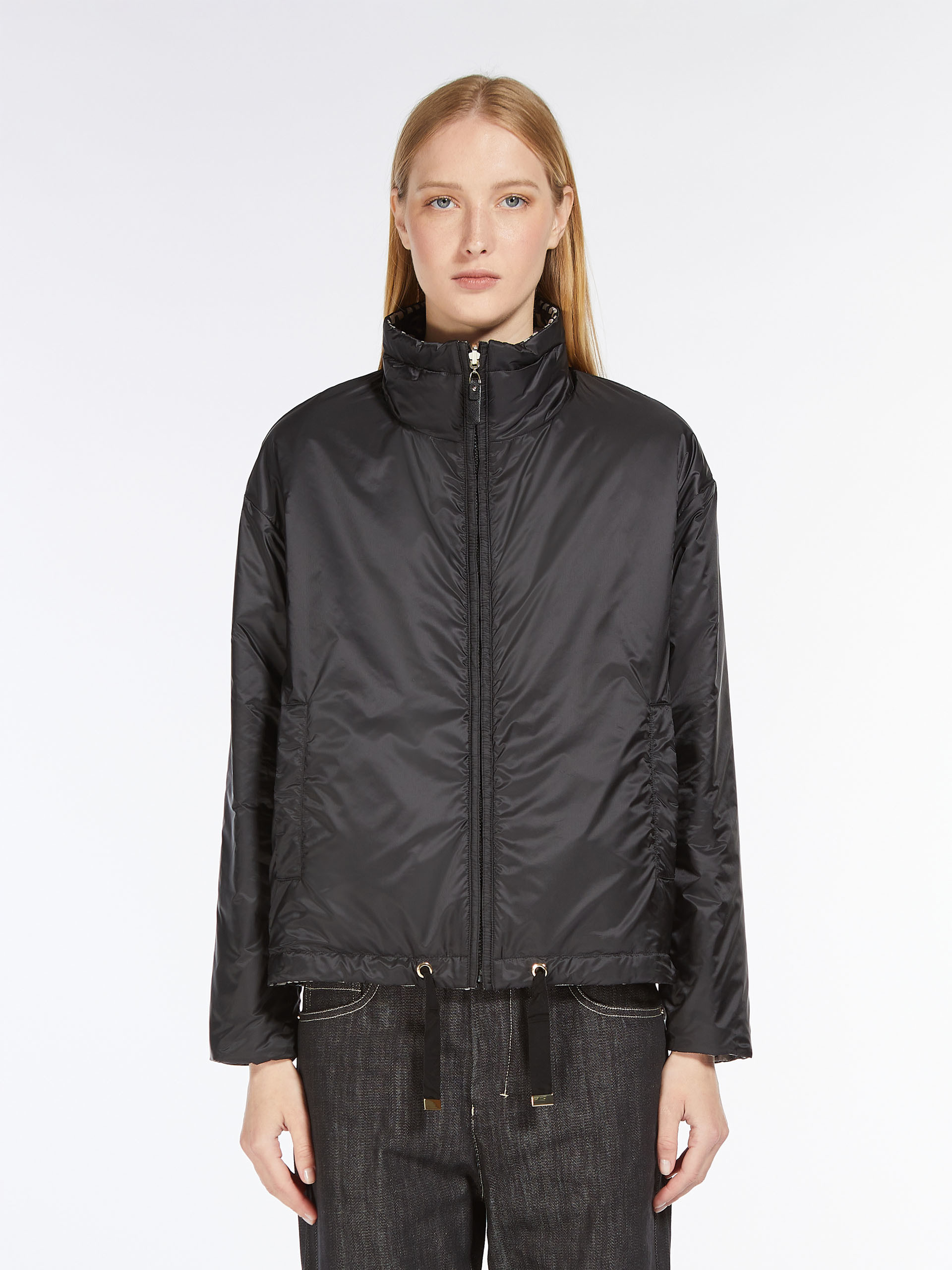 Reversible jacket in water-resistant technical canvas, black