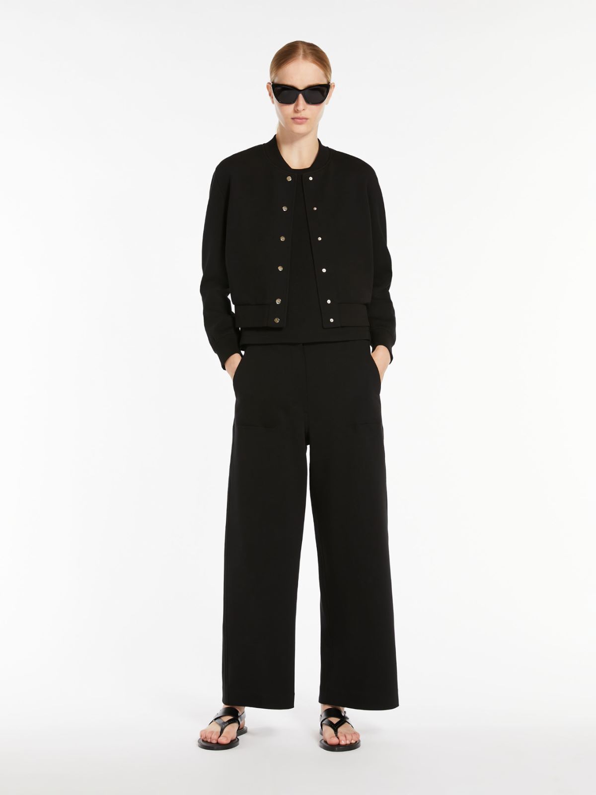 Max Mara Straight-fit Scuba Jersey Trousers In Black