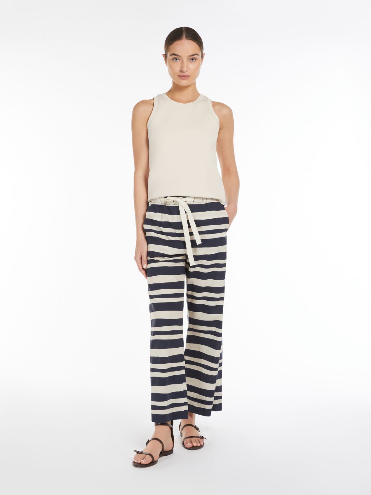 Max Mara Cotton-blend Jersey Top In Ivory