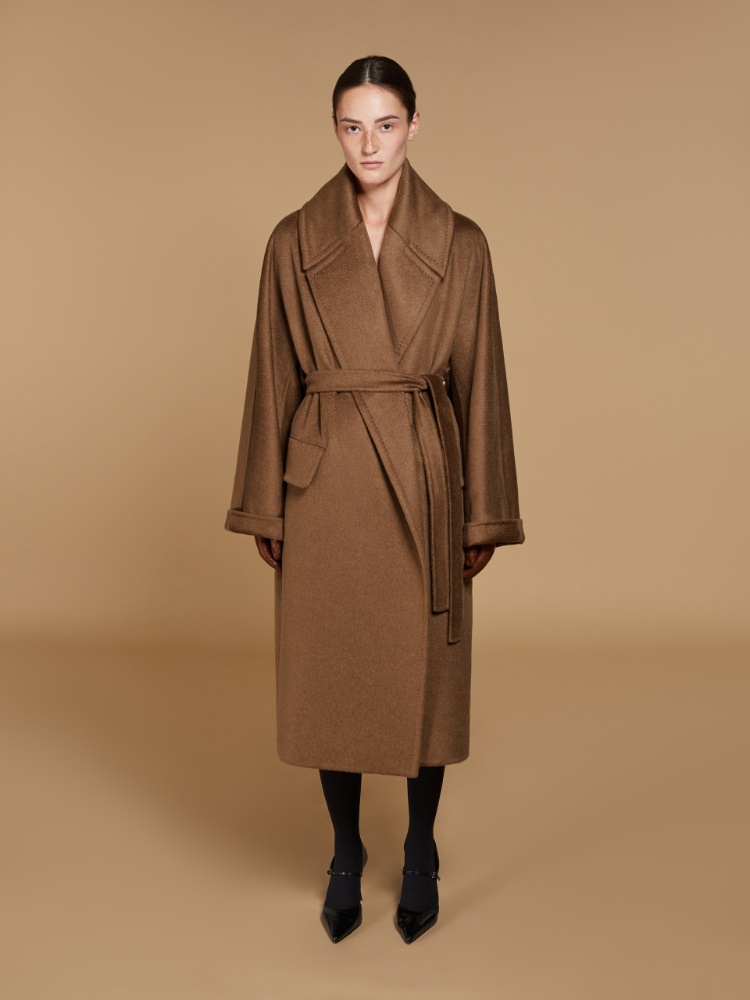 【送料&関税込】Max Mara Attuale Coat Cocoon coat in cashmere, camel and wool, camel | 