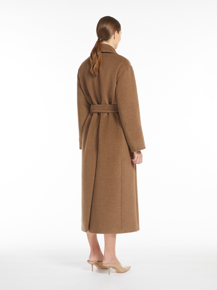 Alpaca, wool and cashmere wrap coat, tobacco | 