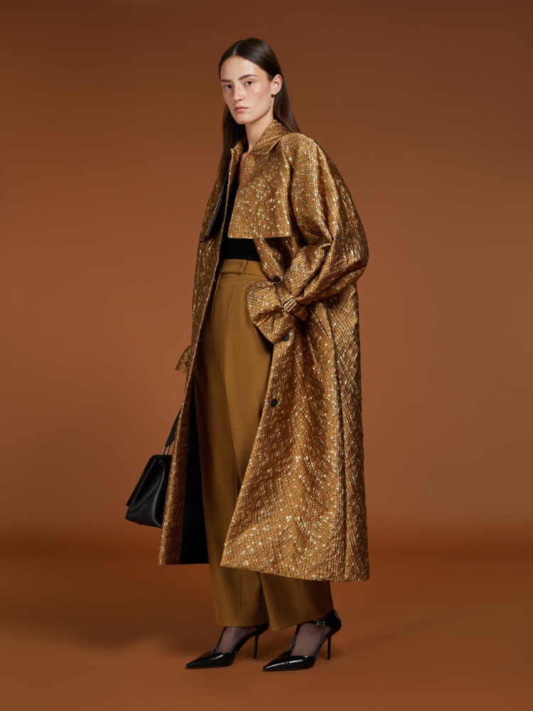 Oversized jacquard trench coat - GOLD - Max Mara