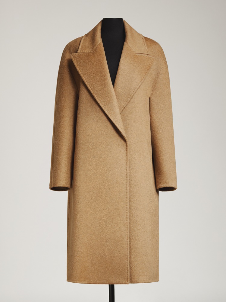 Deconstructed coat in double cashmere, camel | 