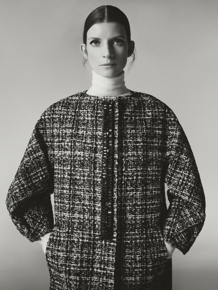 Cardigan-Mantel aus Wolltweed, Mohair und Seide + SCHWARZ - Max Mara