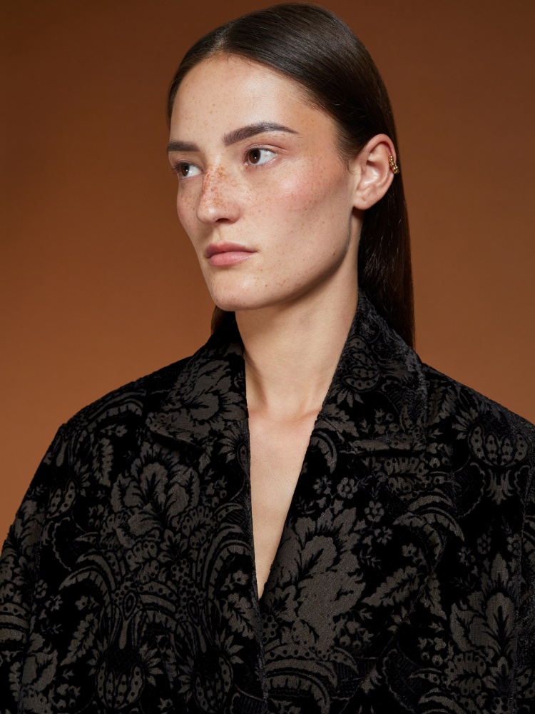 ★関税込 25春夏★Max Mara EDOLO ヴェルベット コート Damask velvet cape coat, black | 