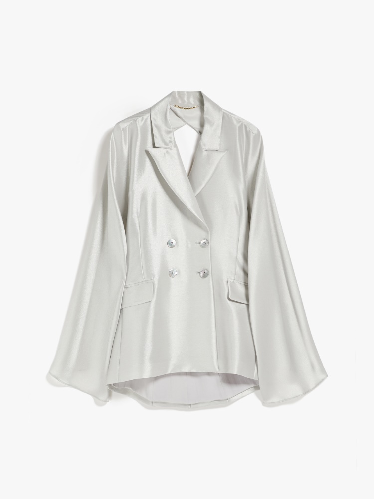 Double-breasted satin jacket - SILVER - Max Mara