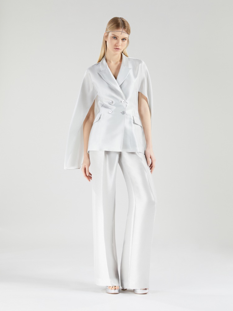 Double-breasted satin jacket - SILVER - Max Mara