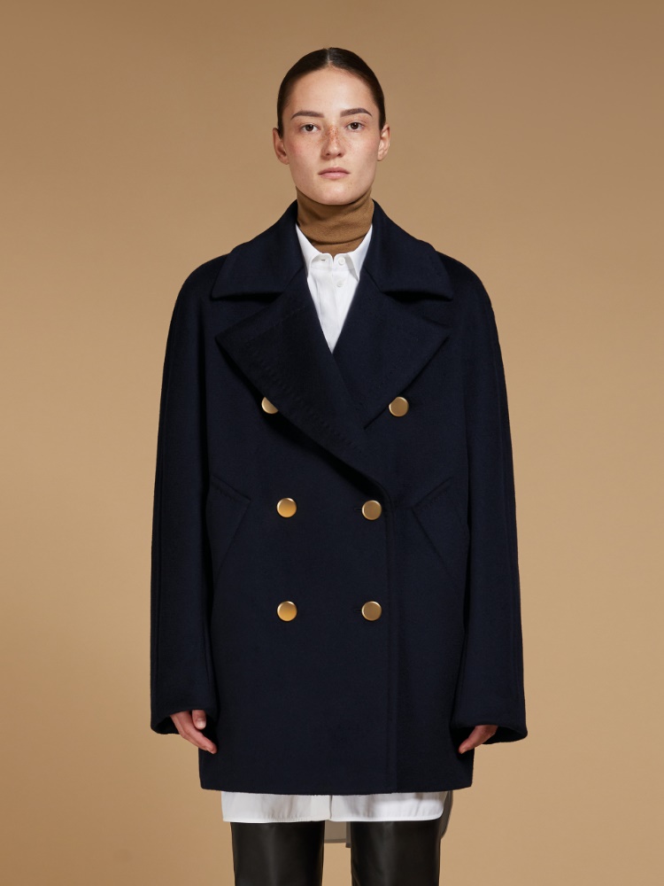 Double cashmere pea coat, ultramarine | 