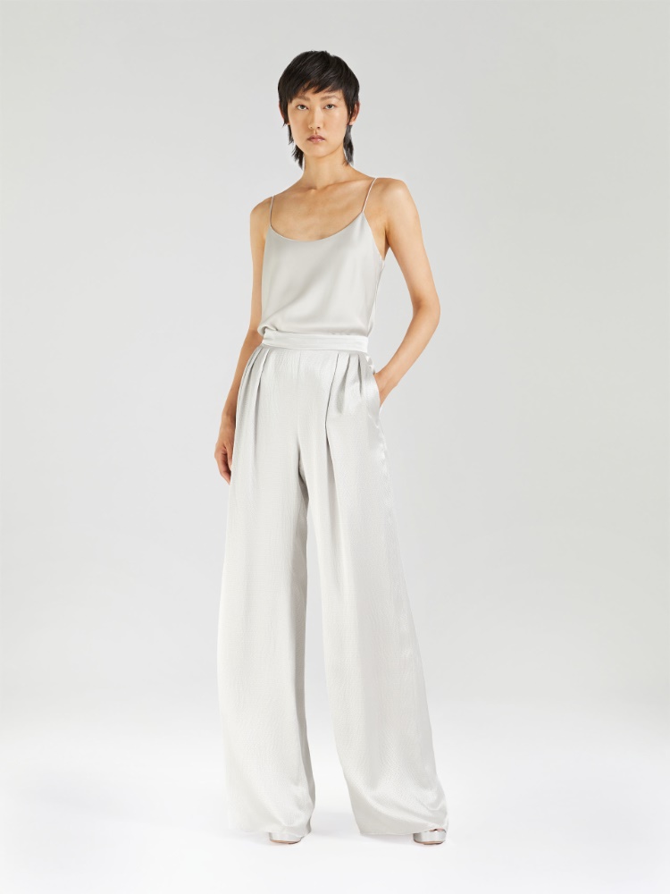 Satin trousers with pleats - SILVER - Max Mara