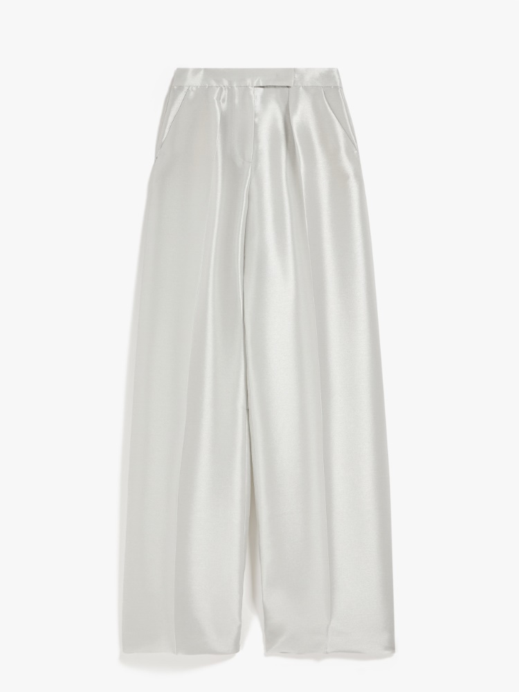 Satin trousers with darts - SILVER - Max Mara