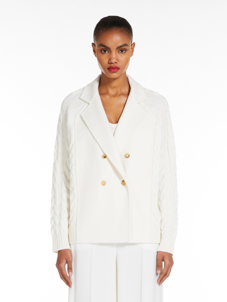 Wool and cashmere pea coat, vanilla | 