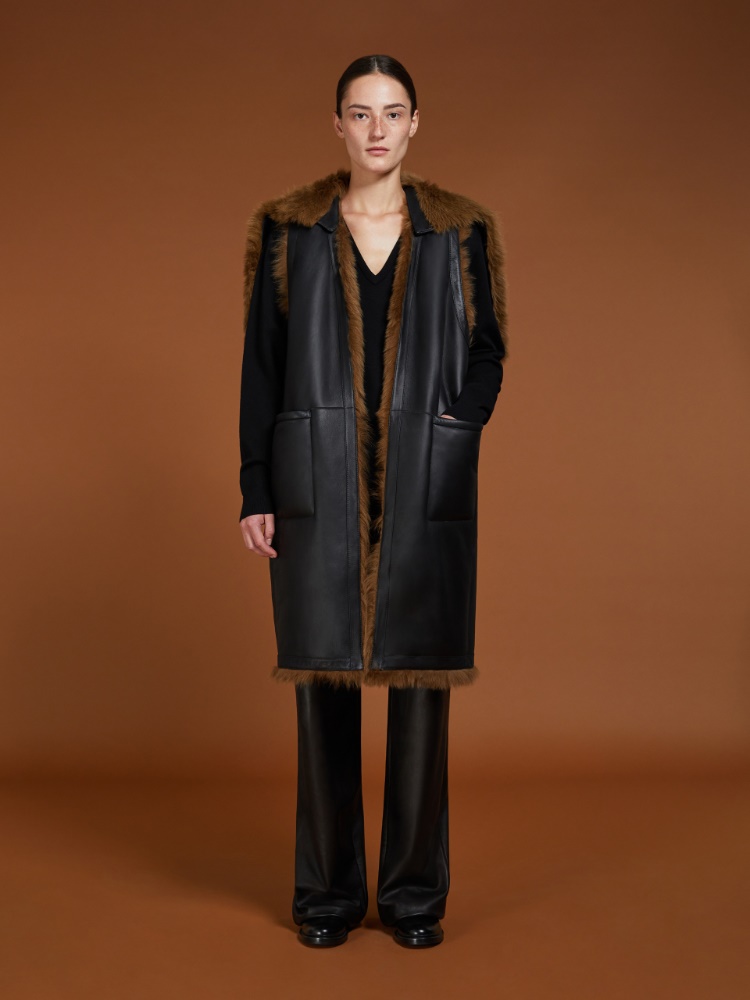 ムートン・ファーコート ARMA GIUBBOTTO REVERSIBILE IN SHEARLING E NAPPA Shearling Genuine Leather Jacket Vintage 80s 90s, Sheepskin