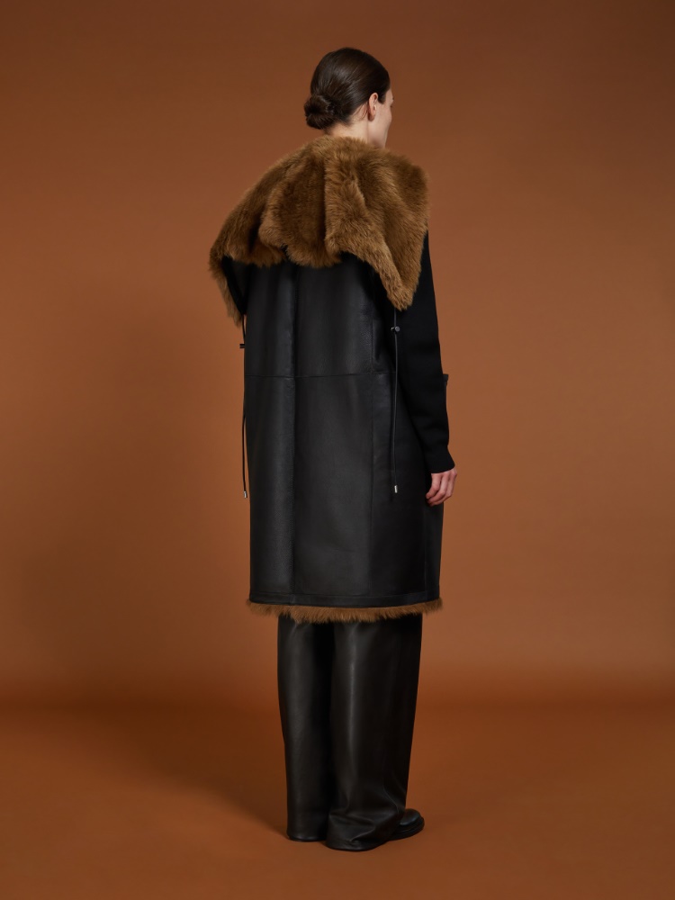 ベスト・ジレ Max Mara Caramel shearling Effige sleeveless coat 1416014506001-d-