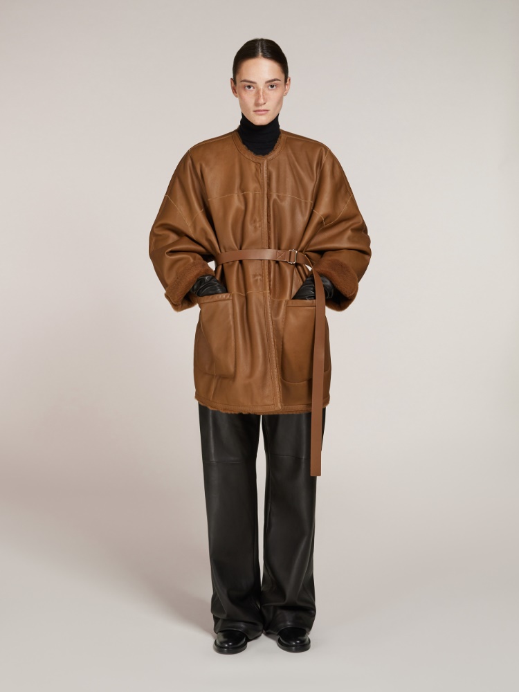 Wendbarer Cardigan aus Shearling mit Lacon-Lammfell + TABACK - Max Mara