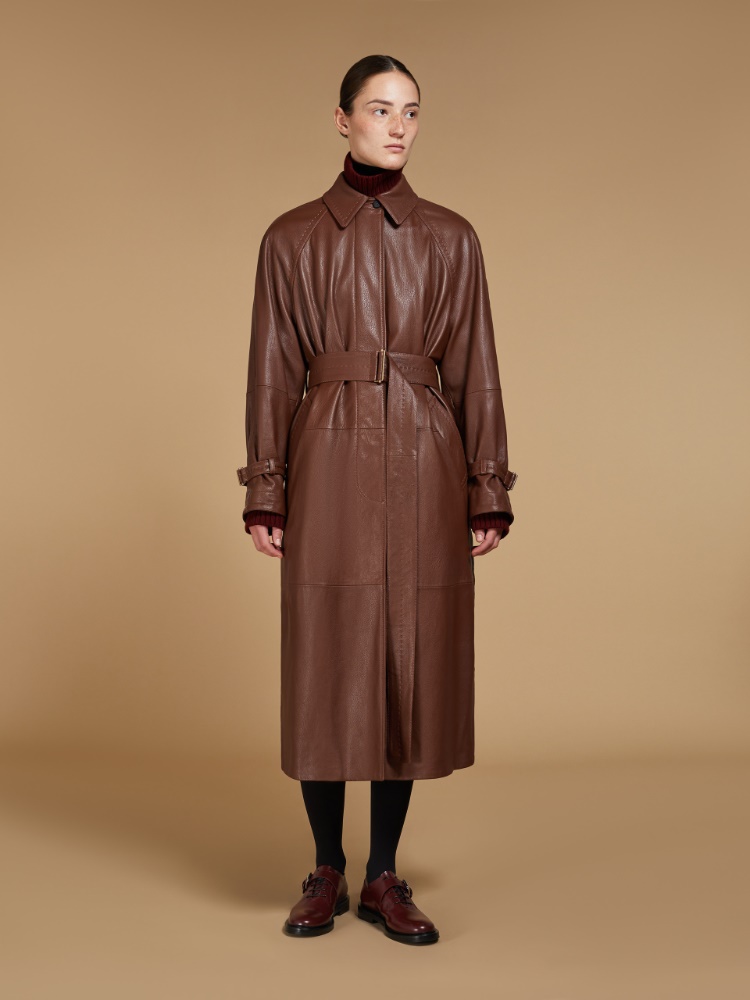 【送料&関税込】Max Mara Bellico Belted Leather Trench Coat 1476014506002-b-