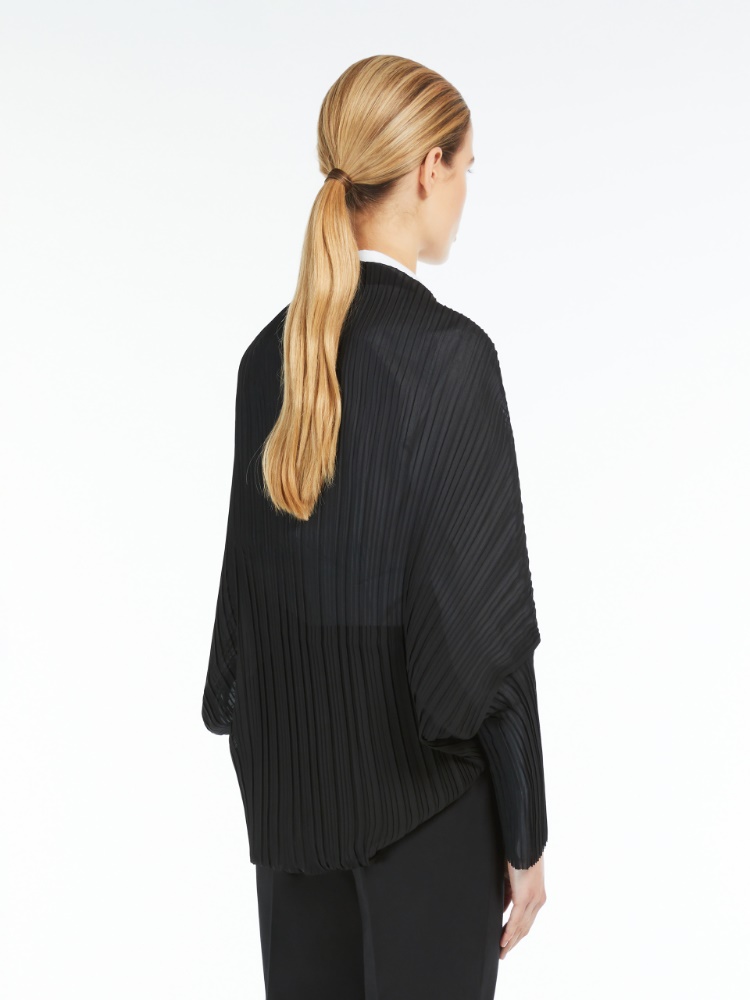 Shrug in pleated fabric, black | 