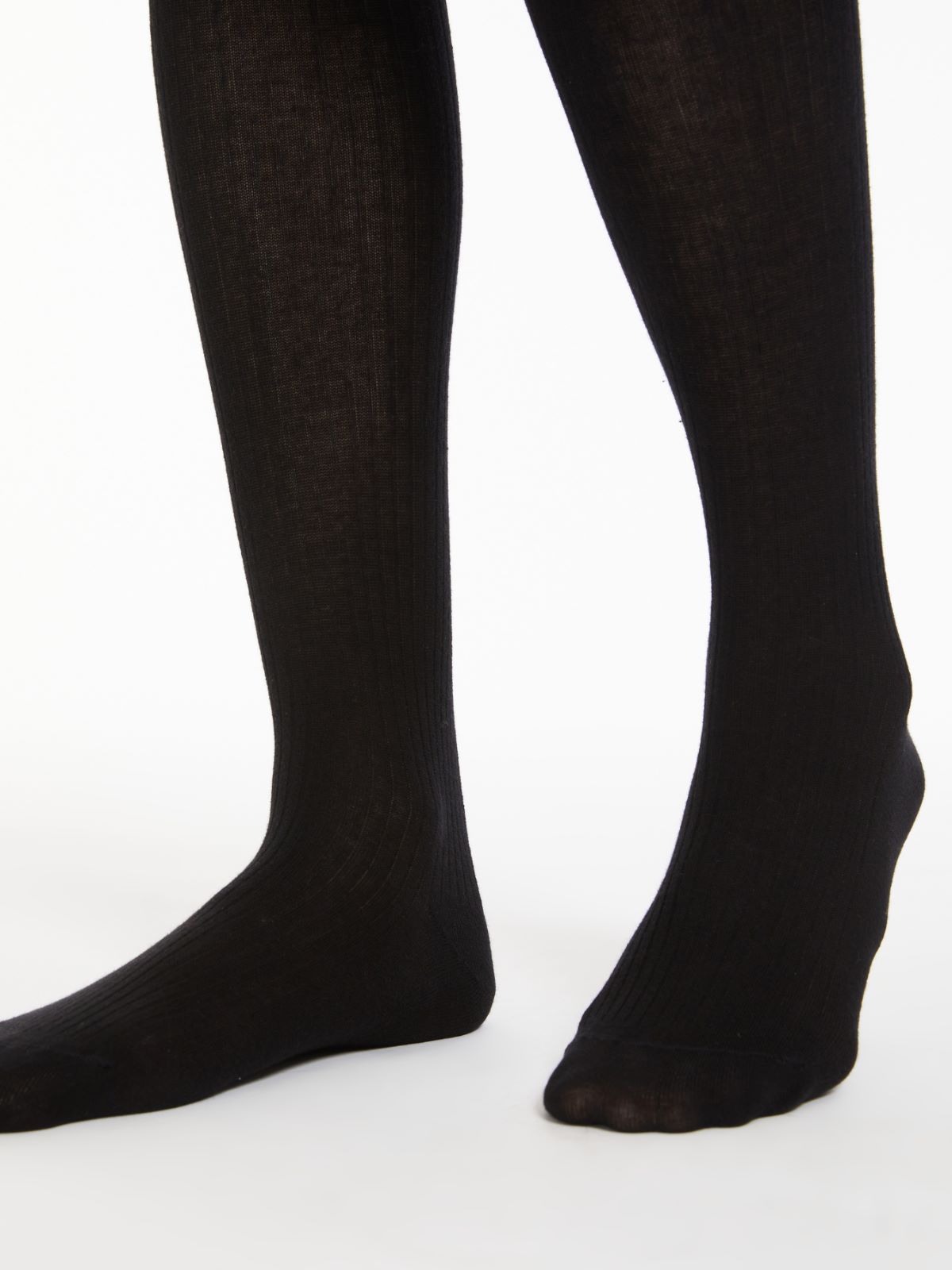 Max Mara Ribbed Cotton Tights In Black