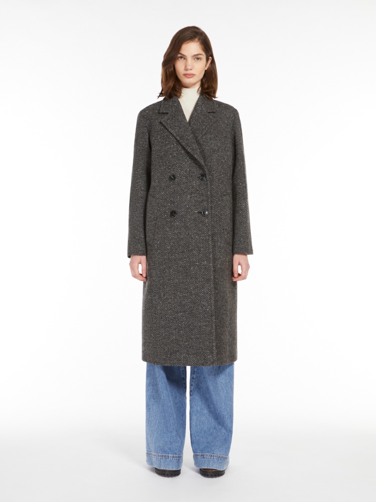 Wool tweed coat, dark grey | 
