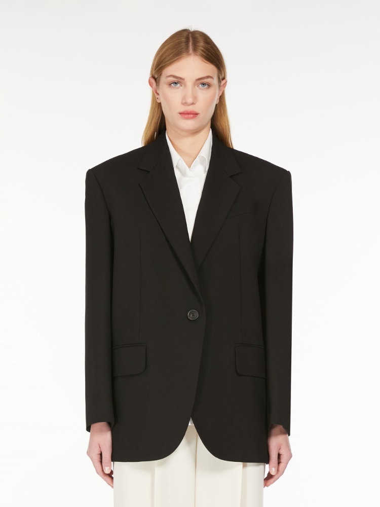 Oversized Blazer aus Wollgewebe, schwarz |  
