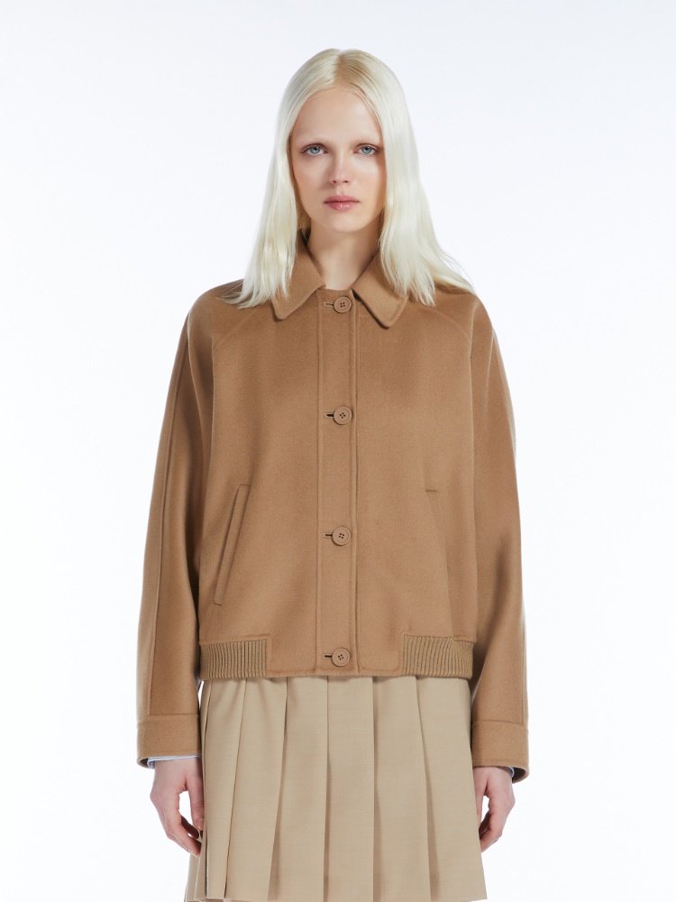 Wool, cashmere and silk bomber jacket, camel | 