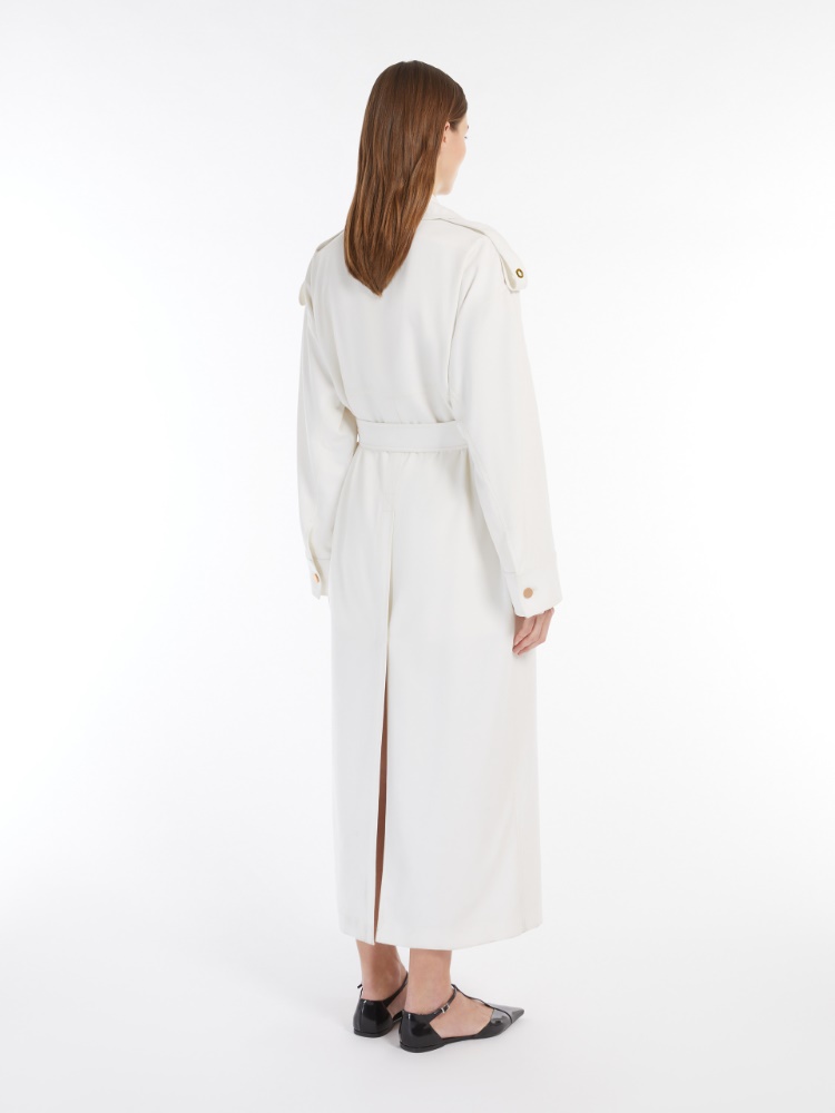 直営♪Max Mara ダブルブレストウールトレンチコート TIRANA Double-breasted wool trench coat, white | 
