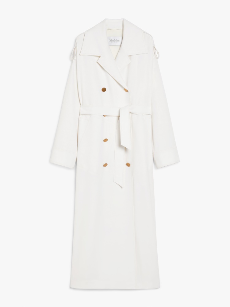 直営♪Max Mara ダブルブレストウールトレンチコート TIRANA Double-breasted wool trench coat, white | 