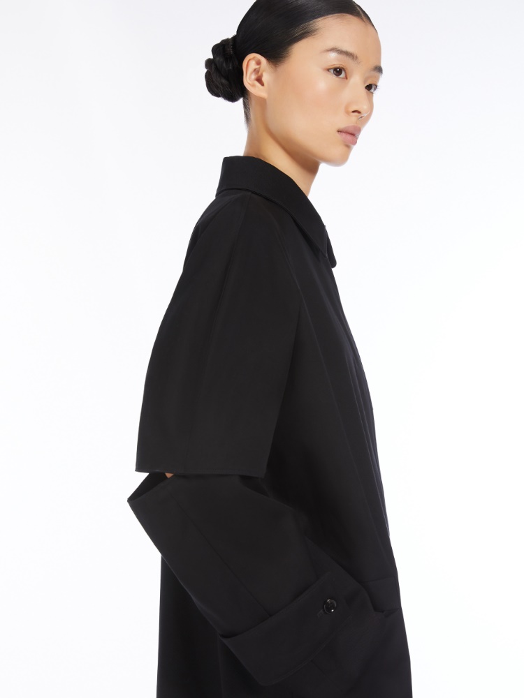 ☆MaxMara☆入手困難☆お洒落Trench Coat/RUNWAY/AGAMIA1234 Long water-repellent cotton trench coat, black | 