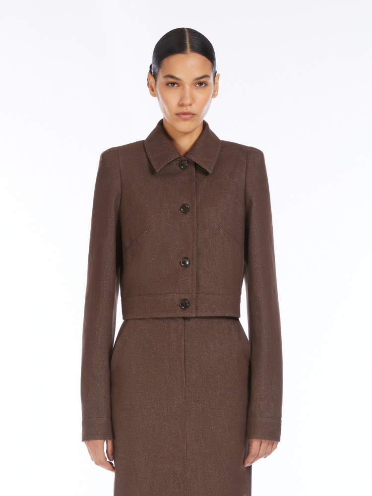【送料&関税込】Max Mara Brown Denim Carpa Jacket 1041015306002-b-
