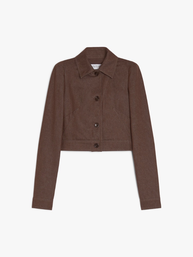 【関税＆送料込み】Max Mara Carpa - Denim-Effect Crop Jacke Denim-effect cropped jacket, brown | 