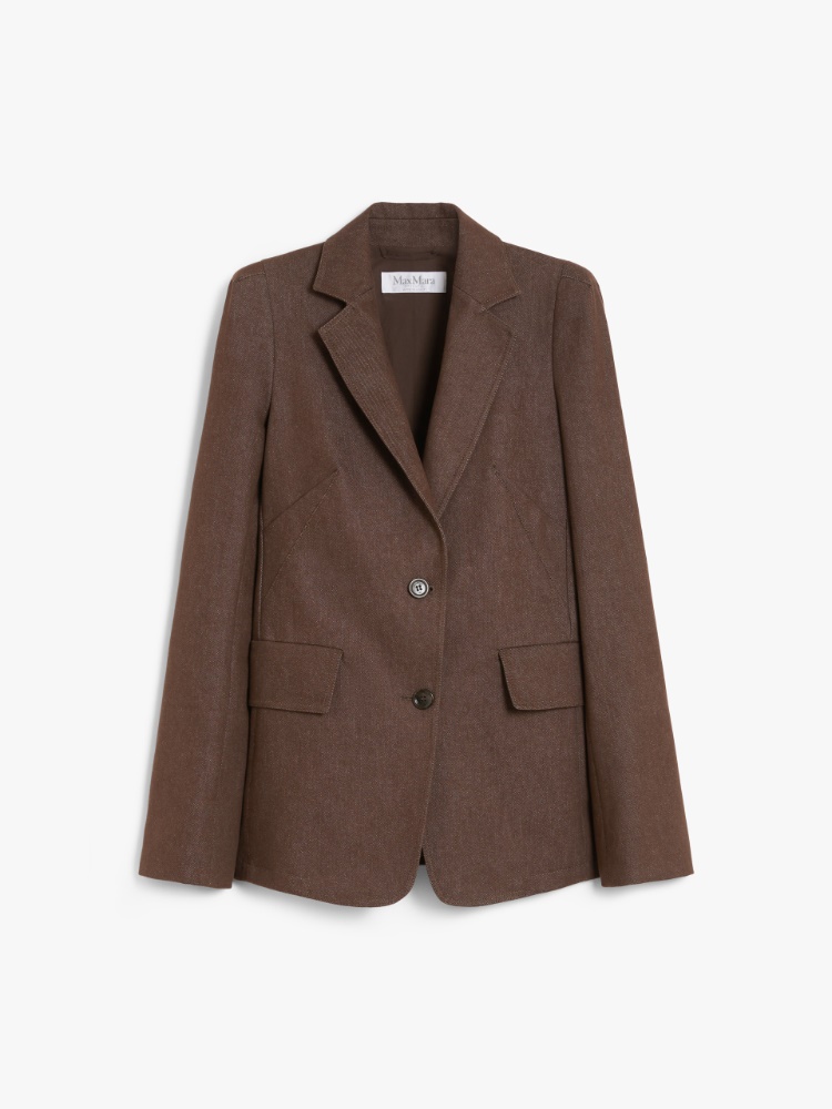 ジャケット Max Mara AGGUATI COTTON BLAZER DENIM EFFECT Denim-effect cotton blazer, brown | 