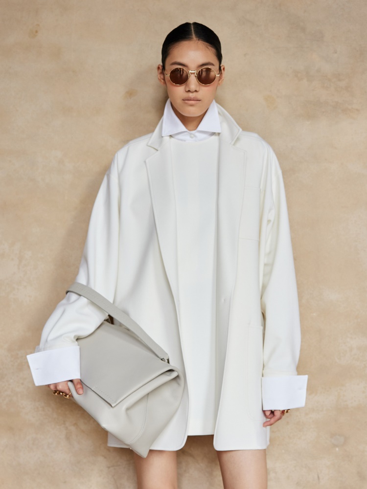 Oversize stretch-wool canvas jacket + WHITE - Max Mara