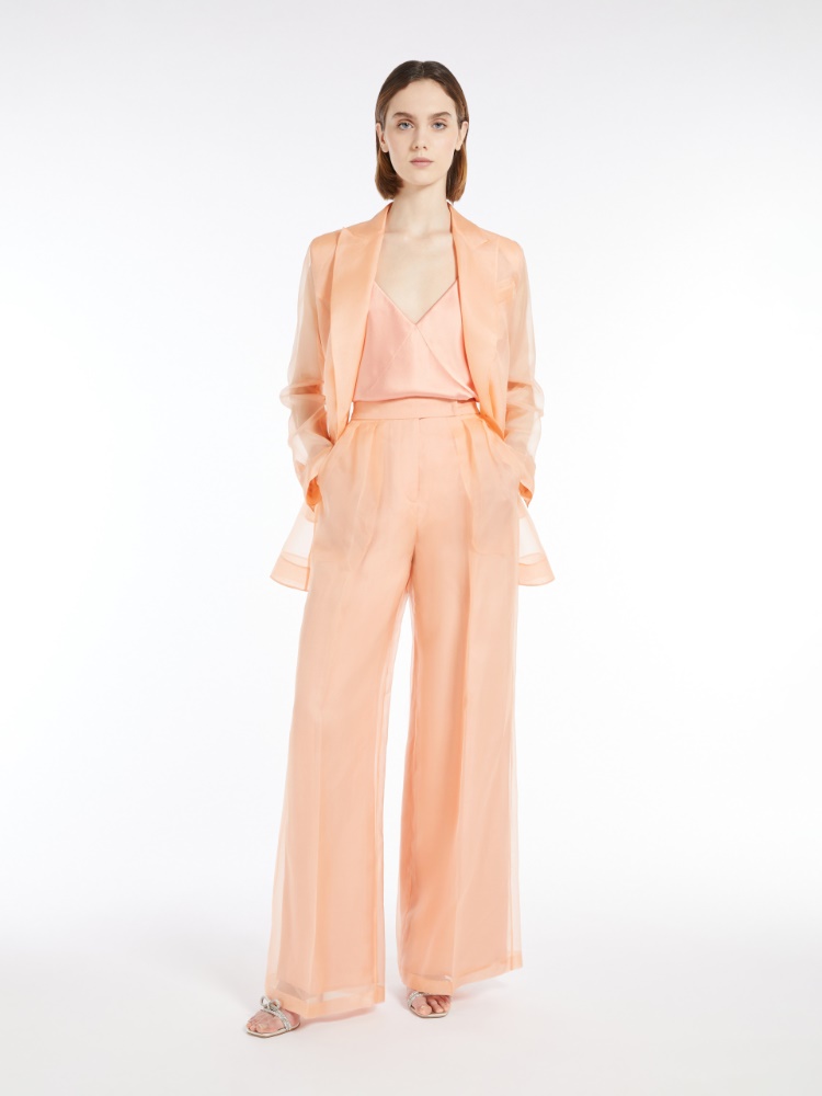 Silk organza double-breasted blazer - ROSE GOLD - Max Mara