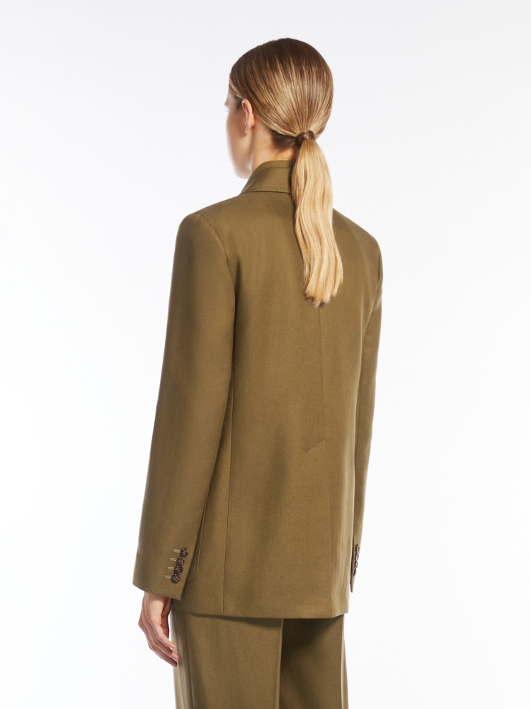 ジャケット MAX MARA GUGLIA BLAZER Single-breasted linen blazer, caramel | 