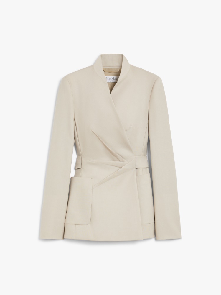 ジャケット MAX MARA NEREO WRAP JACKET IN MOHAIR, WOOL AND SILK Wool, mohair and silk blazer, beige |