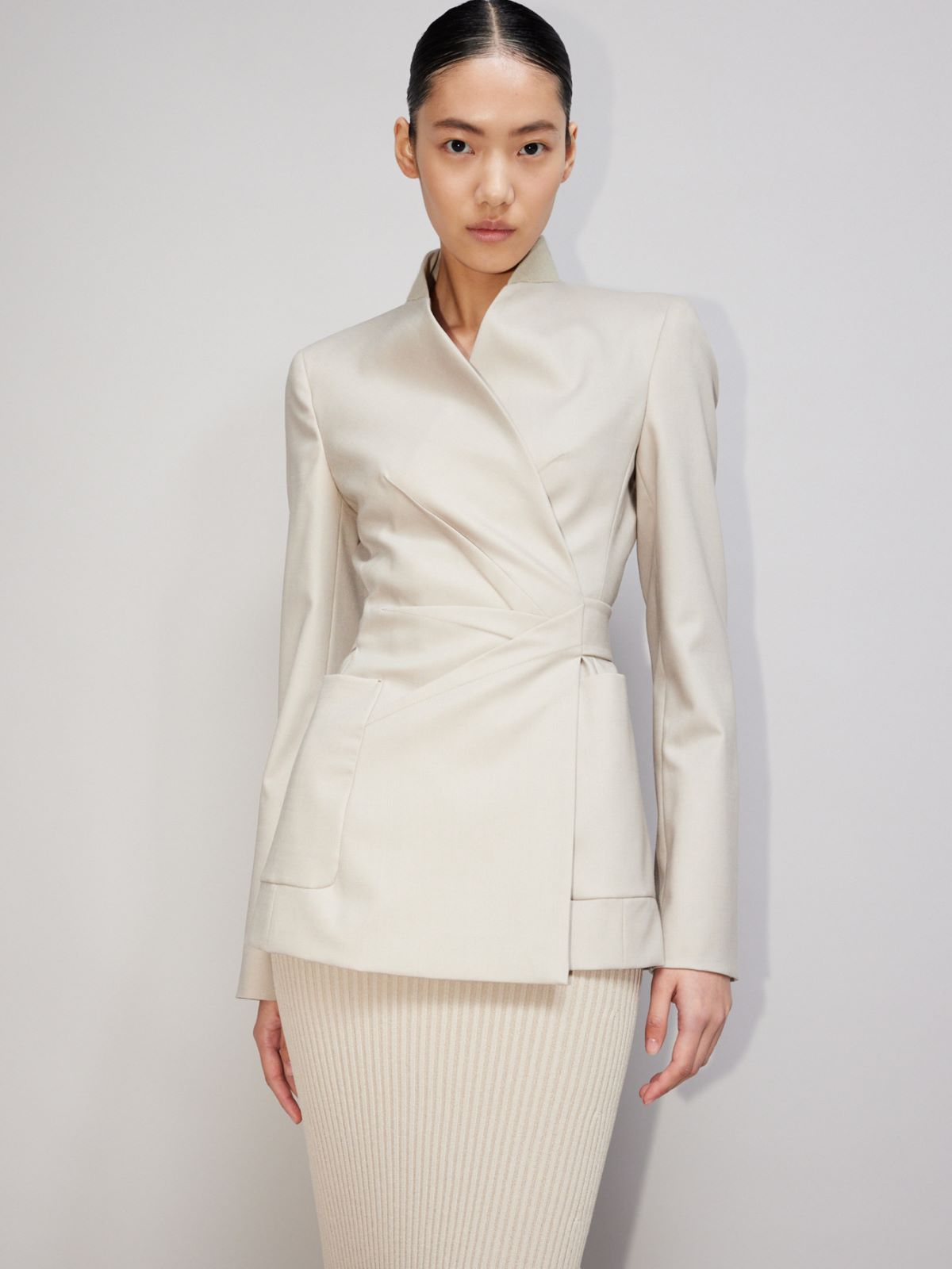 アウターその他 MAX MARA Woman Blazer White 2521906011600 003 Women's Wool and Cotton Jackets and Blazers | Max Mara