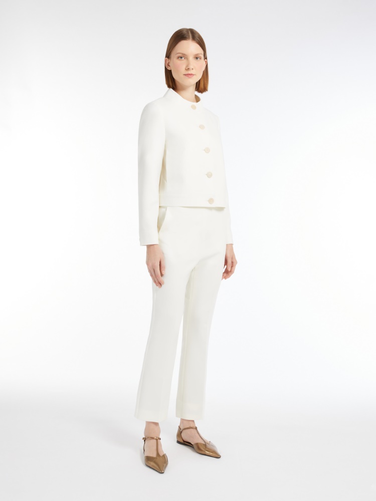 Wool canvas cropped jacket - WHITE - Max Mara