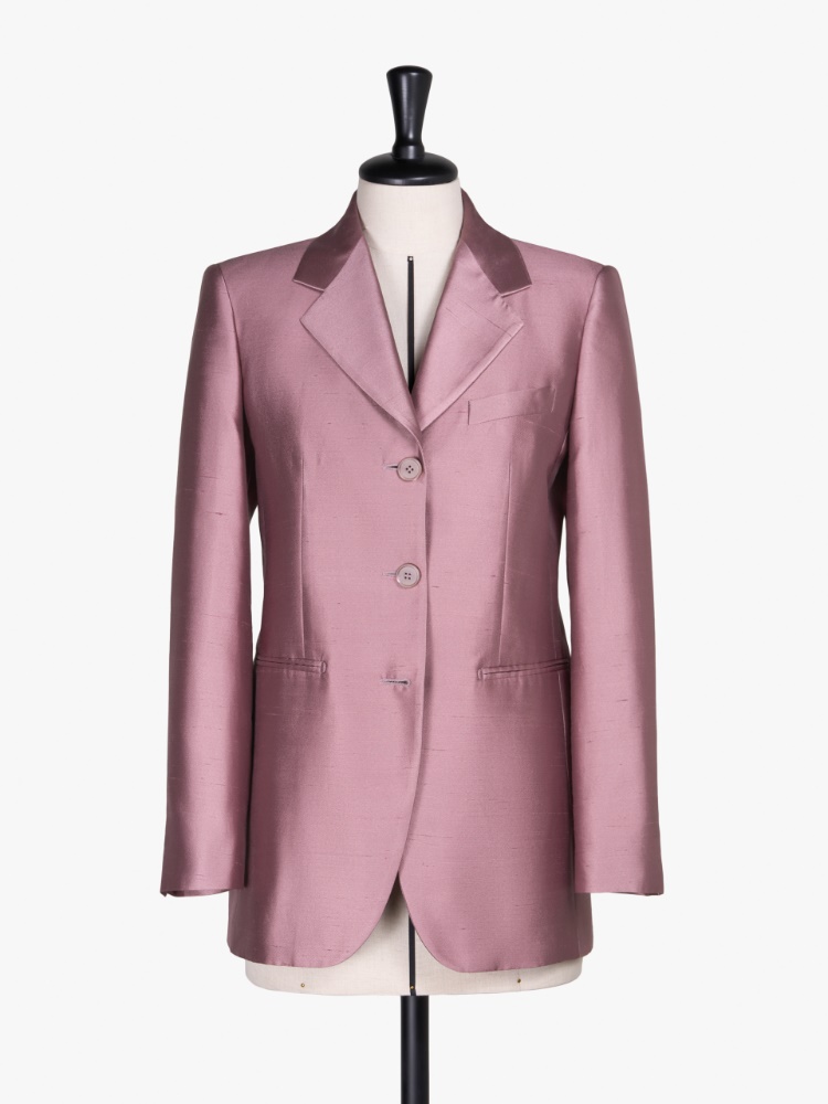 Blazer in silk shantung and cotton, mauve | 