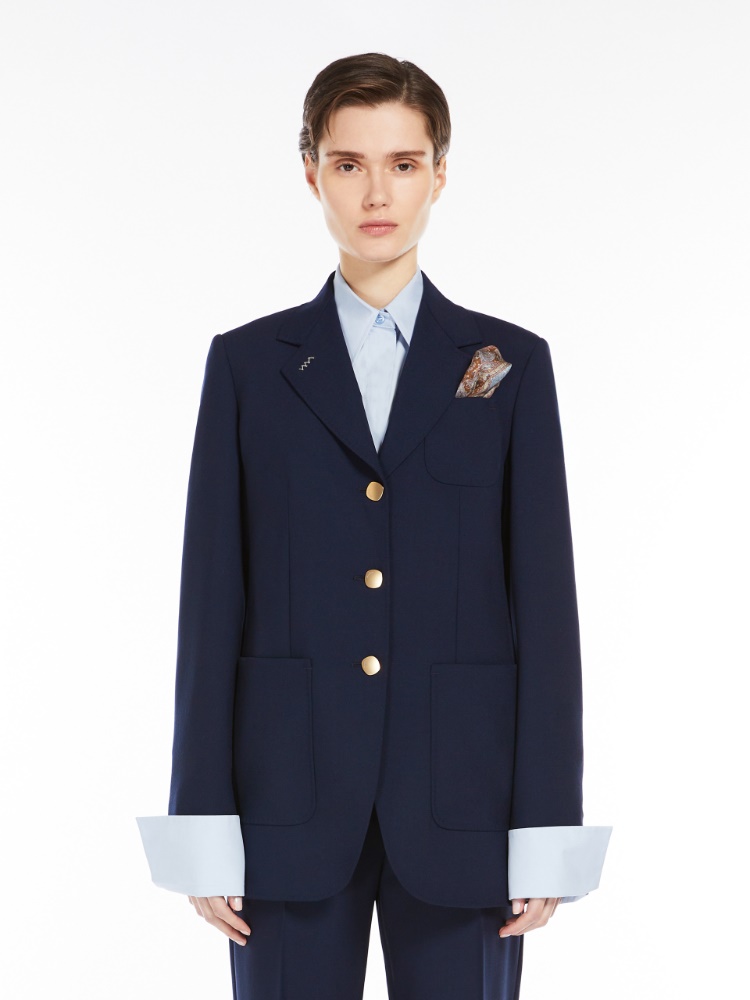 ★Max Mara★PAGANO ウールギャバジン ブレザー ネイビー Gabardine wool blazer, ultramarine | 