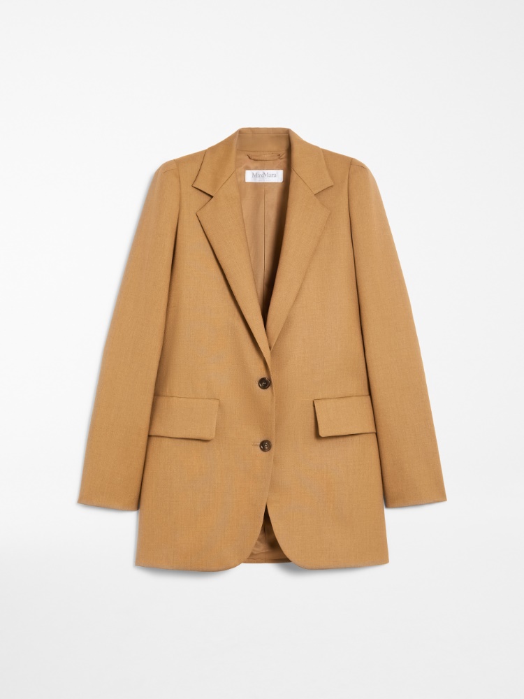 【関税&送料込】Max Mara Camel Wool Blend Kitten Blazer 9041055106033-b-