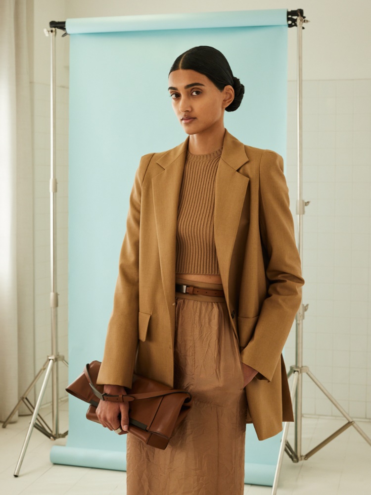 Single-breasted wool, mohair and silk blazer + HAZELNUT BROWN - Max Mara