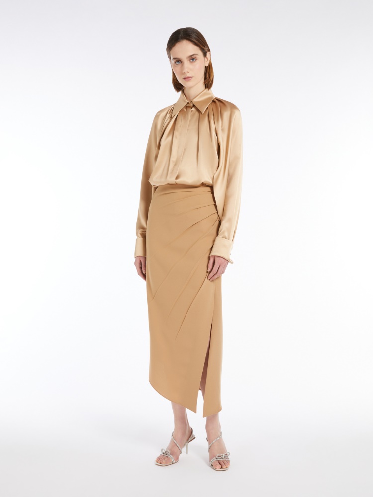 Asymmetrical sablé skirt - CAMEL - Max Mara