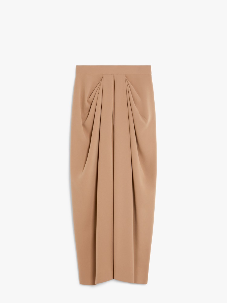 Long cady skirt with pleats, camel | 