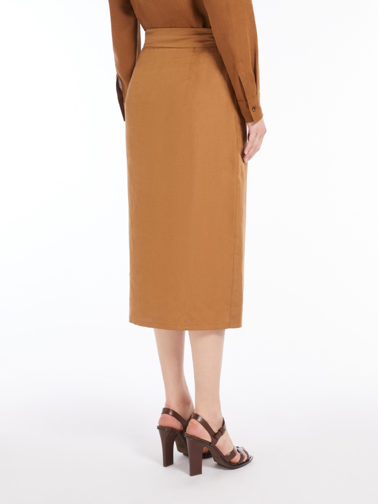 スカート Max Mara Tequila MAX MARA Tequila linen and silk-blend midi wrap skirt | NET