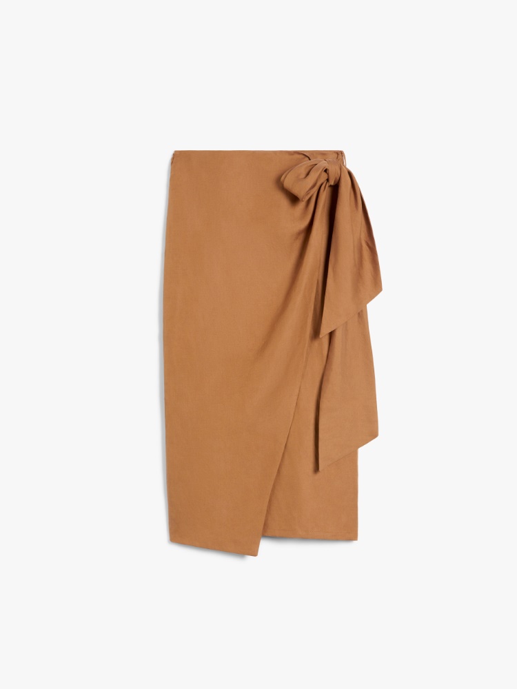 Linen and silk twill skirt - TOBACCO - Max Mara