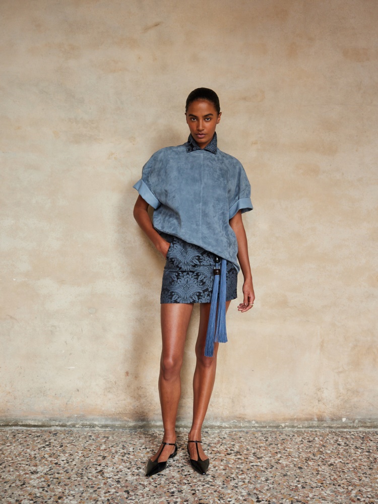 Technical wool jacquard miniskirt + WATER - Max Mara