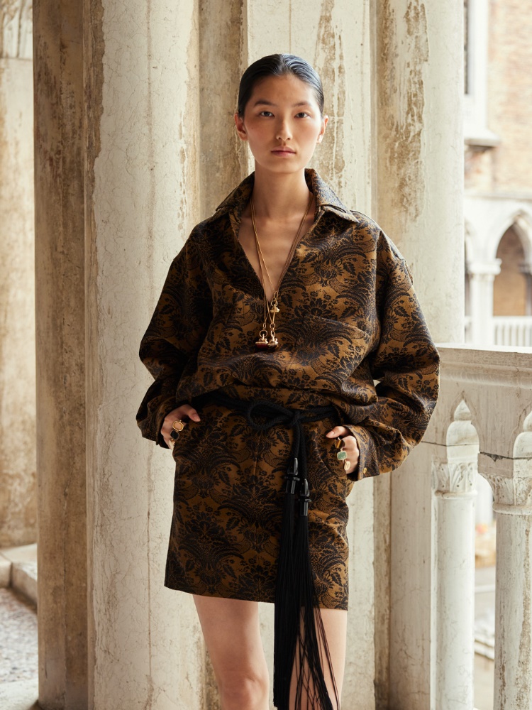 Technical wool jacquard miniskirt + AMBER - Max Mara