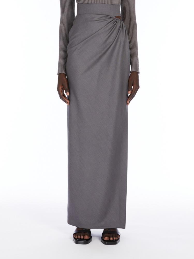 MAXMARA RUNWAY ウール モヘア シルク フィットスカート NAVONA 1101125306015-b-