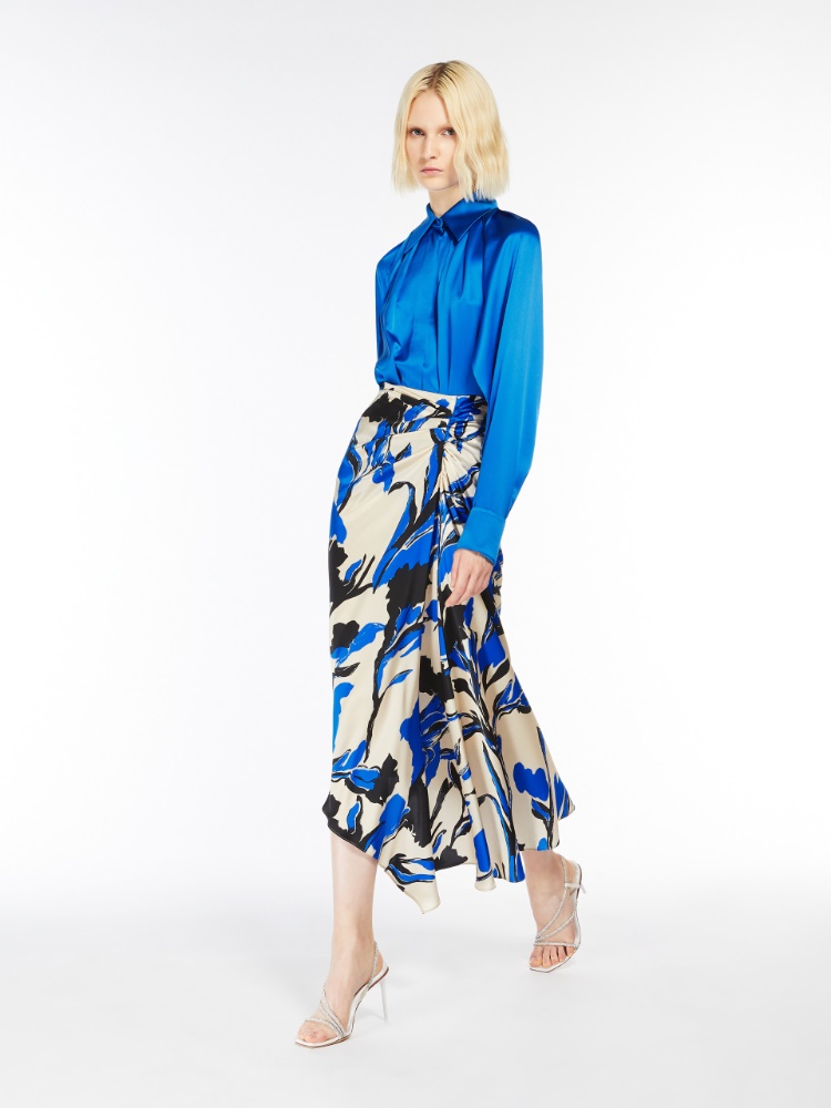 Silk satin shirt - CORNFLOWER BLUE - Max Mara - 2