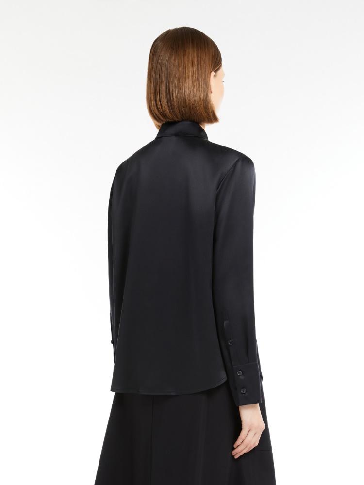 Silk satin shirt, ultramarine | 