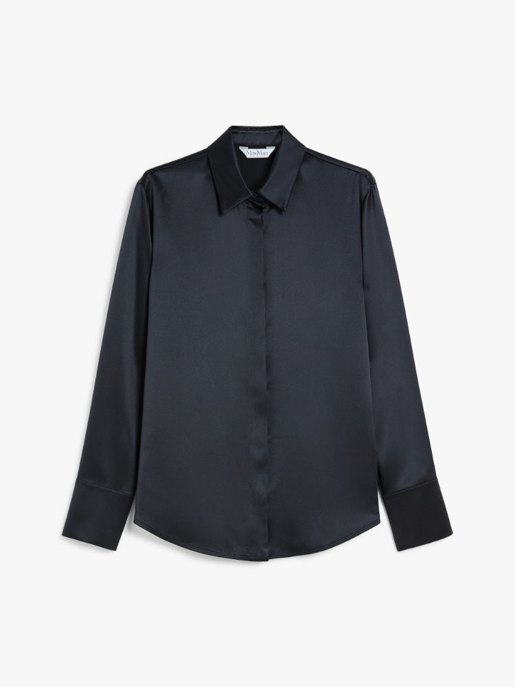 Silk satin shirt, ultramarine | 